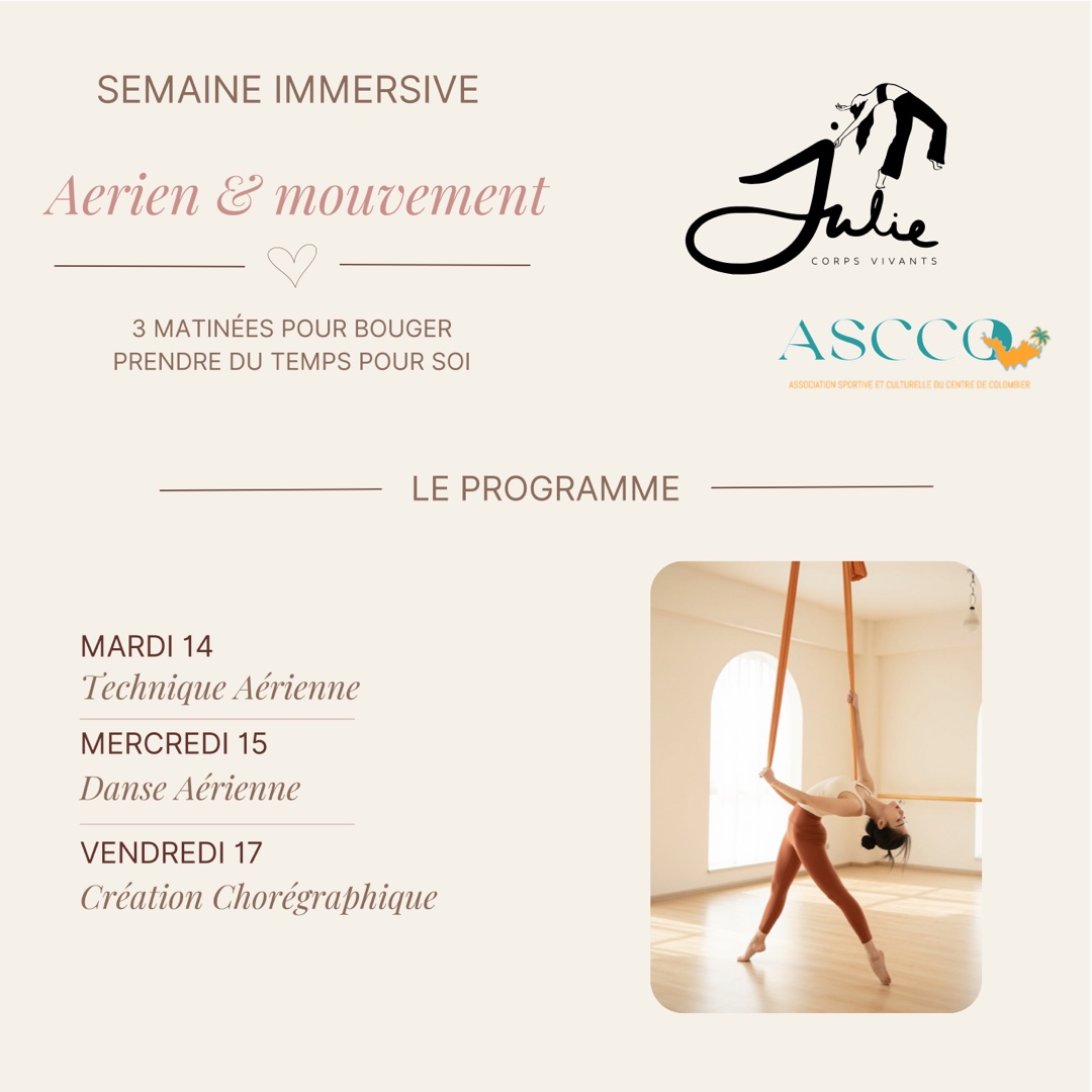 Affiche de la semaine immersive Aérien & Mouvement, danse aérienne avec Julie